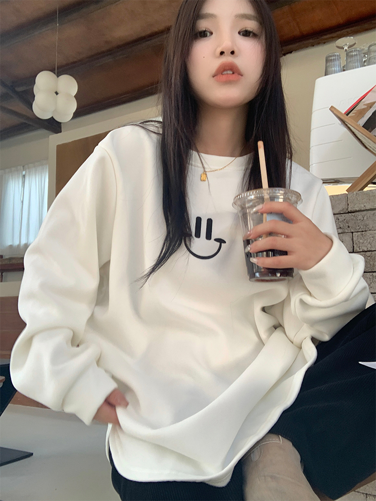 chic白色長袖打底T恤女秋冬2023新款加絨加厚中長款寬鬆內搭上衣