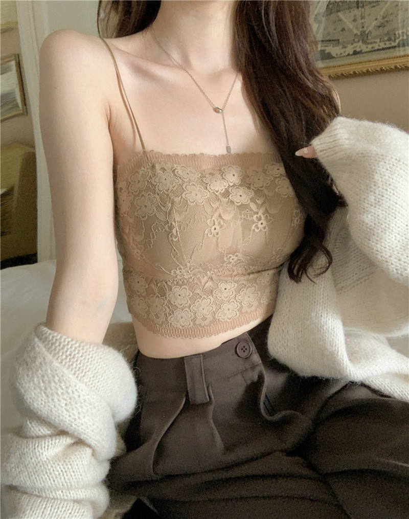實拍~新款蕾絲吊帶背心交叉美背設計感辣妹無袖打底衣女