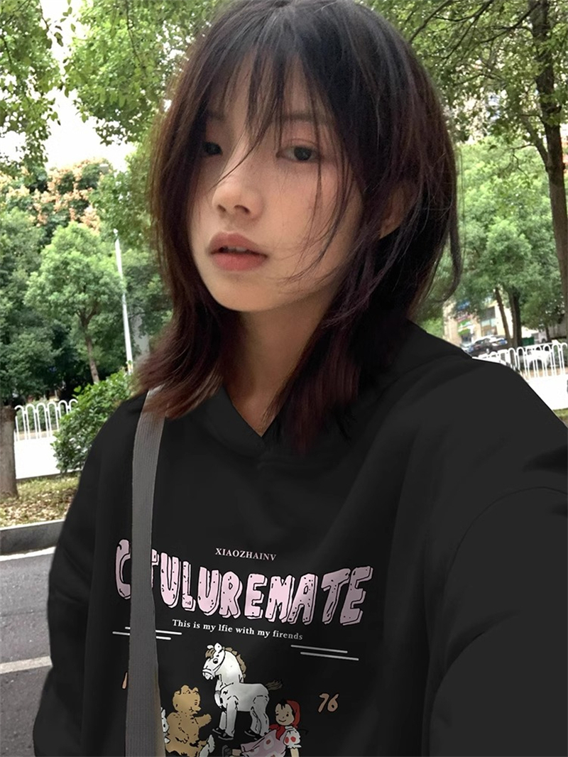 防棉華棉複合牛奶絲300克/銀狐絨400克連帽衛衣女