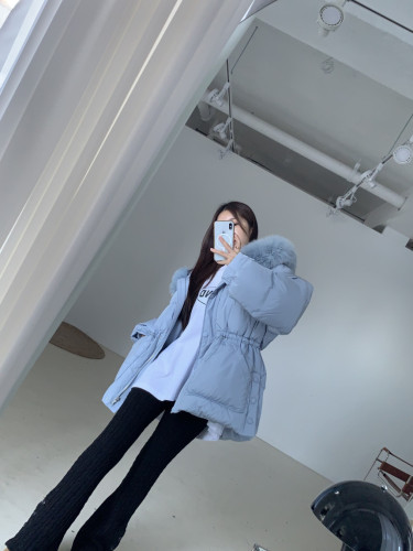 Loose mid-length imitation fox fur collar women's thickened large cotton coat winter new jacket style