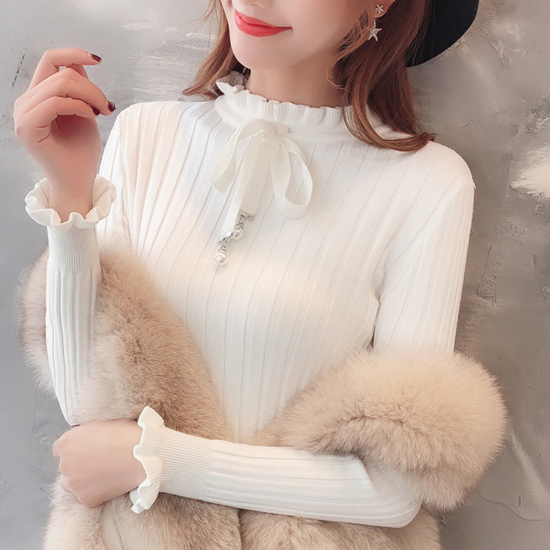 V領針織衫女秋冬季新款加厚打底開衫外套長袖修身上衣溫柔風毛衣