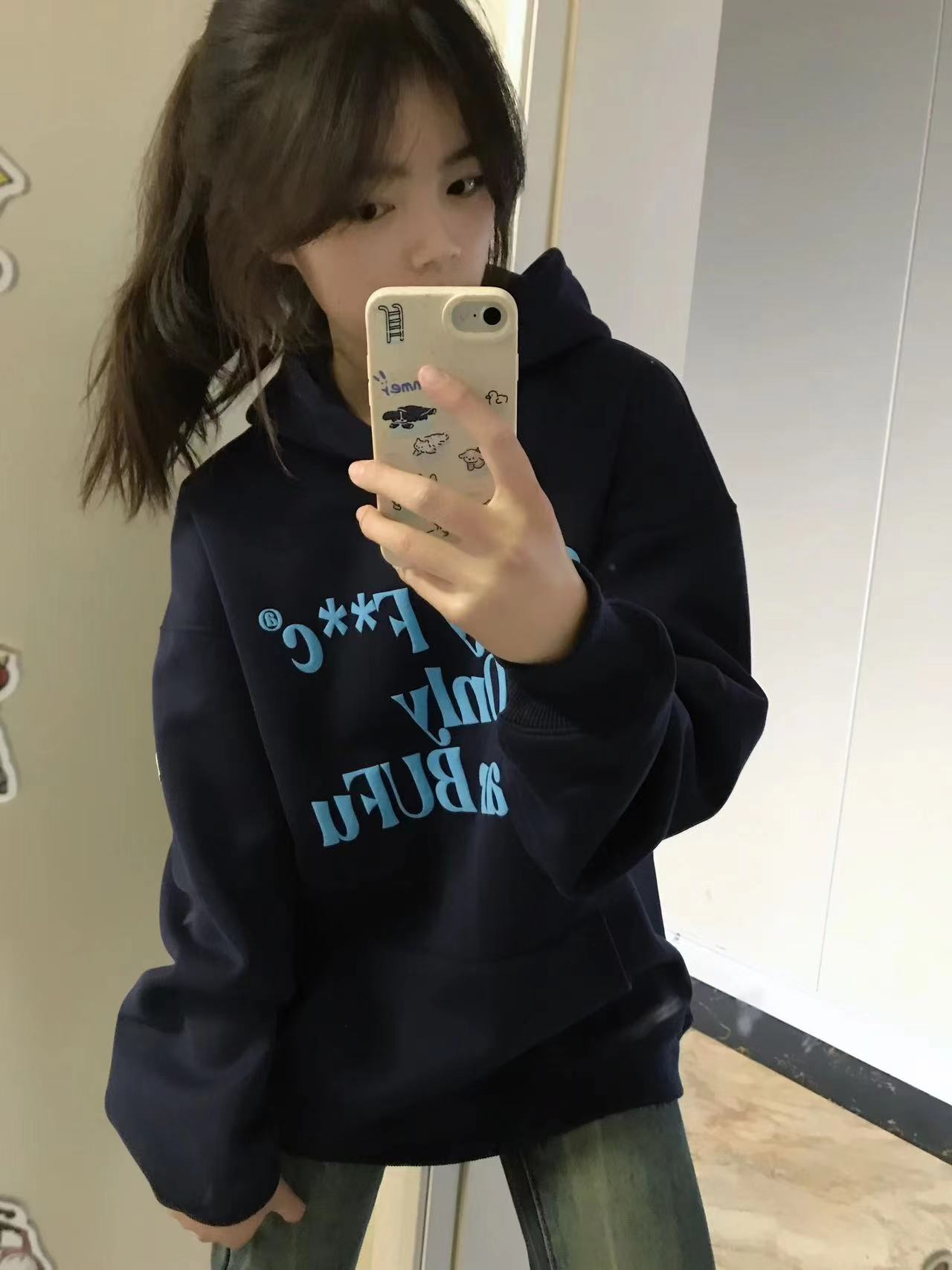 防棉華棉複合牛奶絲300克/銀狐絨400克連帽衛衣女