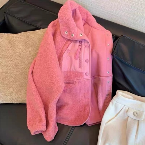 Korean style Xiaoxiang style lamb plush workwear cotton clothes for men and women winter raspberry pink lazy style thickened jacket tops