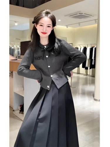 秋冬气质女装茶系穿搭一整套盐系轻熟高级感韩剧女主两件套装裙子