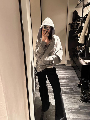Sports drawstring gray micro-flare yoga high-waisted casual pants for women autumn 2023 new style simple temperament versatile pants