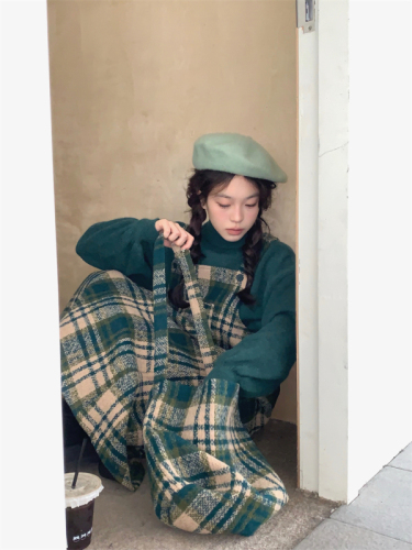 Photographed Autumn/Winter Festival Battle Dress with Joyful Weaving Belted Dress + Half-Neck Sweater