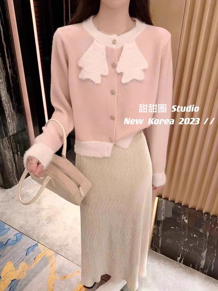 2023年冬季新款韓版設計感甜美小眾復古法式百搭針織毛衣女