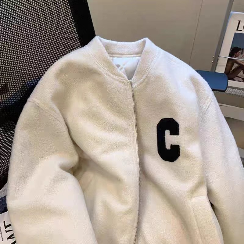 Trendy brand thickened warm baseball uniform for women 2023 autumn and winter new loose retro quilted jacket short coat top