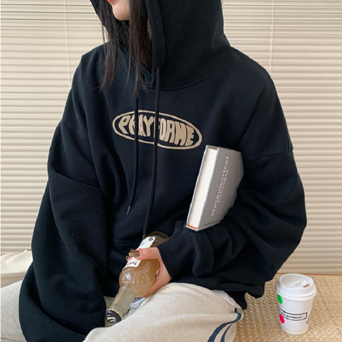 秋冬加絨衛衣女韓版潮學生寬鬆慵懶風長袖ins加厚上衣連帽外套cec