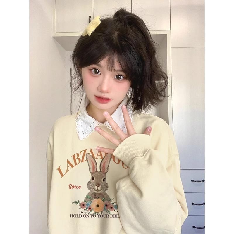 防棉華棉複合牛奶絲300克/銀狐絨400克圓領衛衣女