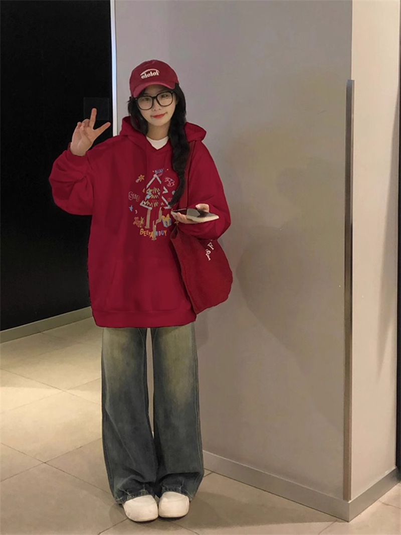防棉華棉複合牛奶絲300克/銀狐絨400克連帽衛衣女