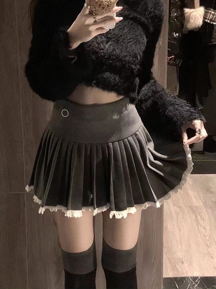 American hot girl short skirt pleated skirt autumn and winter 2023 new style skirt high waist sweet and spicy slim short skirt short style