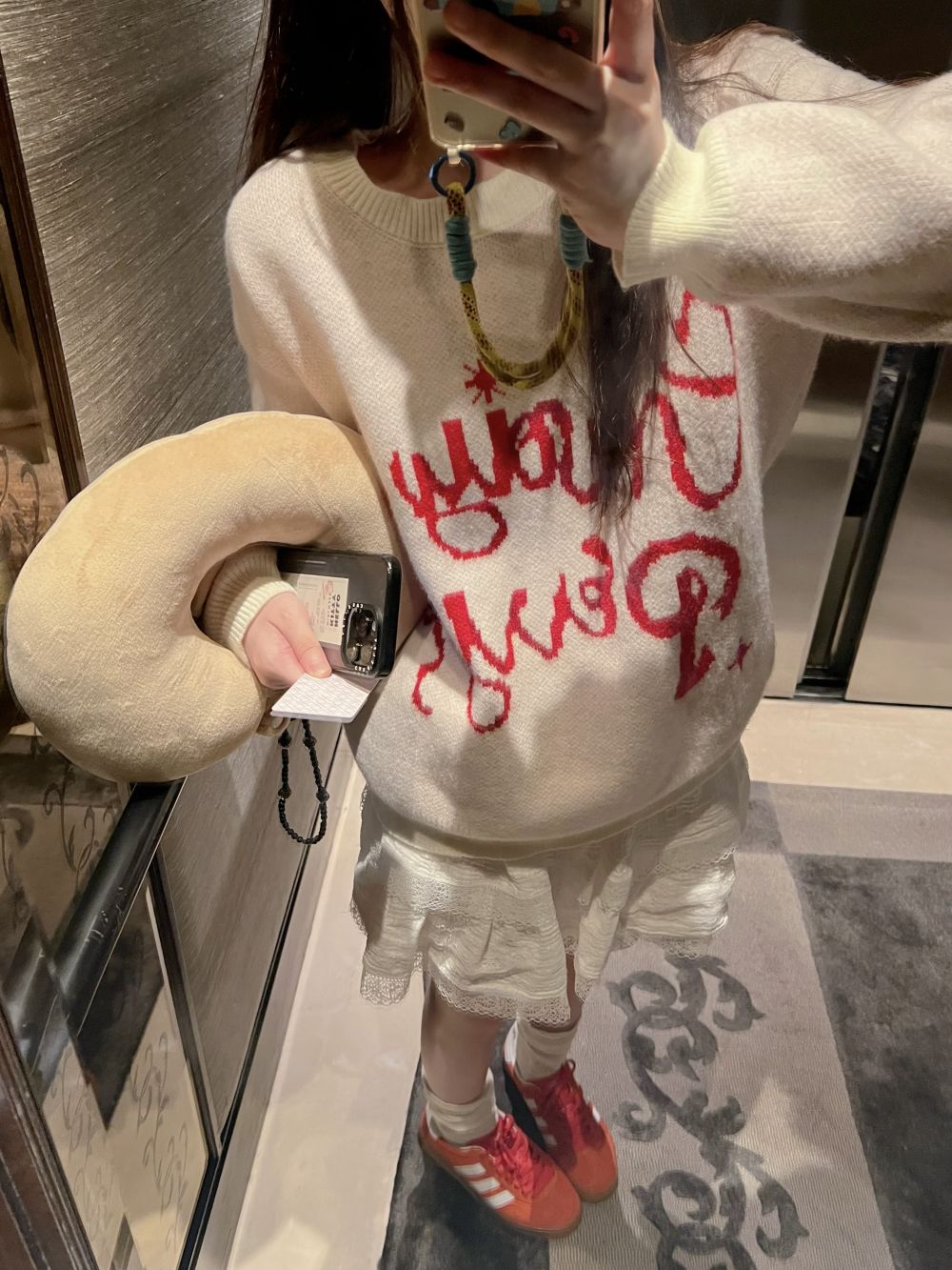 實拍三標齊甜美聖誕穿搭慵懶風軟糯毛衣女