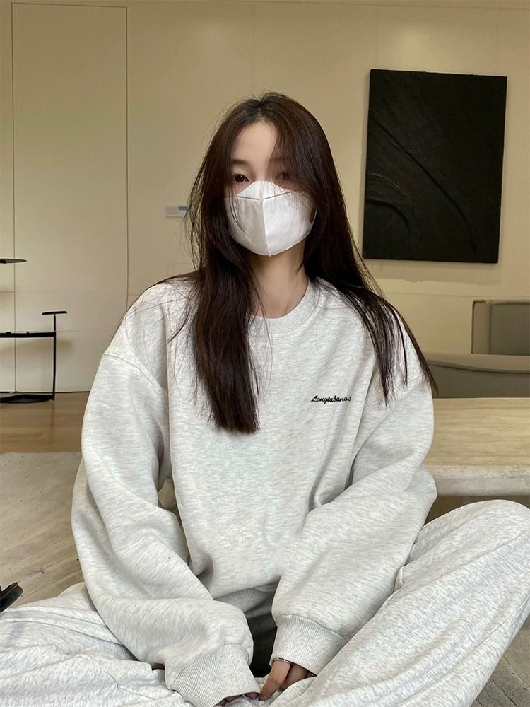 運動套裝女2023新款秋冬減齡洋氣時尚小個子寬鬆衛衣休閒褲兩件套