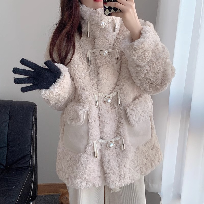 New winter high-end thickened plush jacket for women