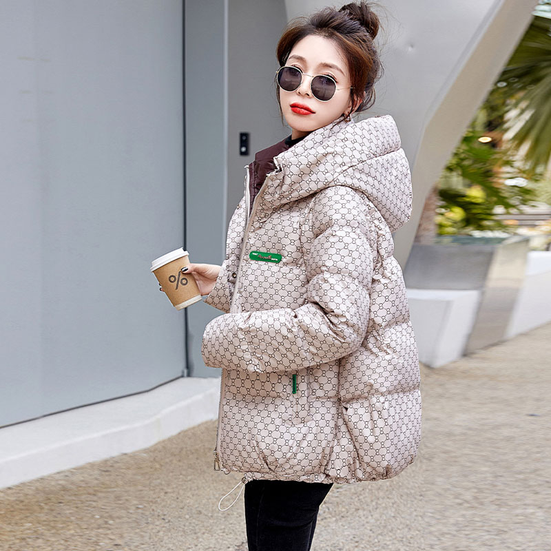 Short down cotton coat for women 2023 winter new bread coat with hooded loose slimming cotton coat for small people