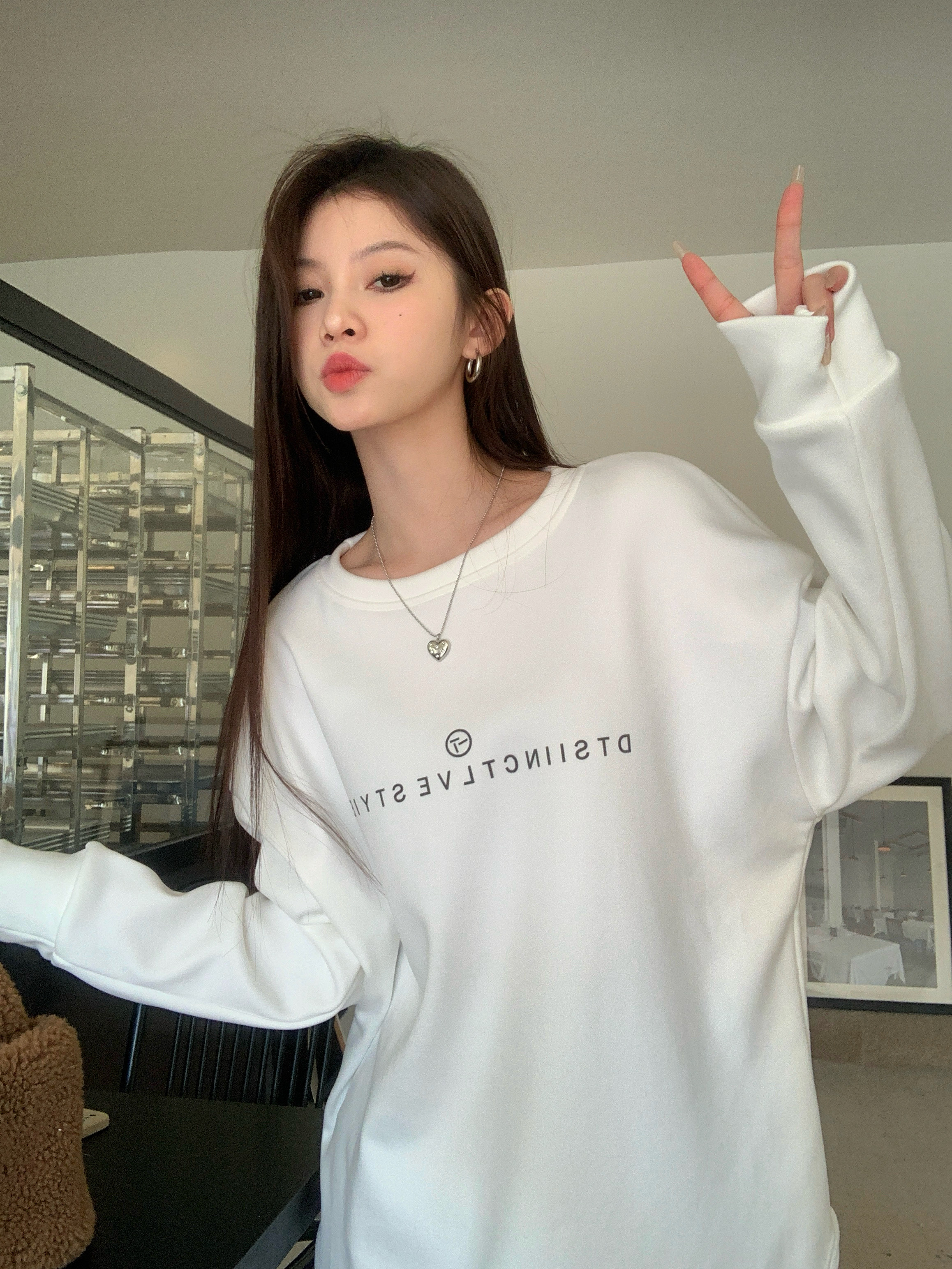 實拍 冬季純棉baby絨寬鬆打底衫大白T恤加絨加厚內搭遮屁股