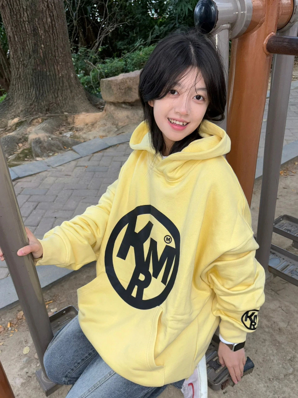 Makemore KMR印花衛衣男重磅連帽錢幣圈設計刺繡休閒寬鬆情侶帽衫