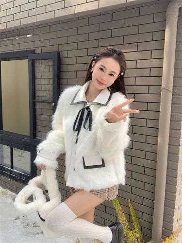 Actual shot of Winter Love Song, socialite Xiaoxiangfeng environmentally friendly faux fur cardigan design and versatile jacket