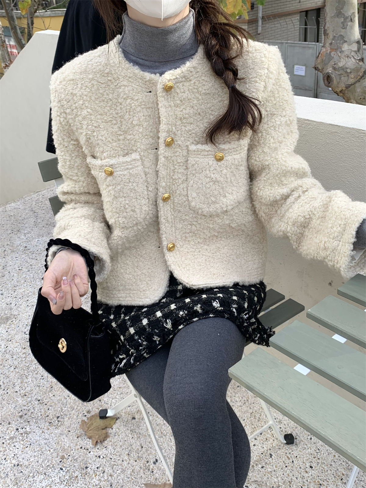 實拍#秋冬法式名媛小香風羽絨內膽毛毛外套女