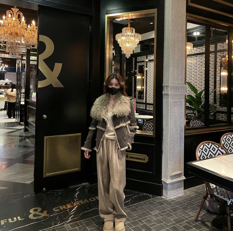 llixu101 Slim short top, temperament, internet celebrity fur coat, fashion designer splicing jacket for women