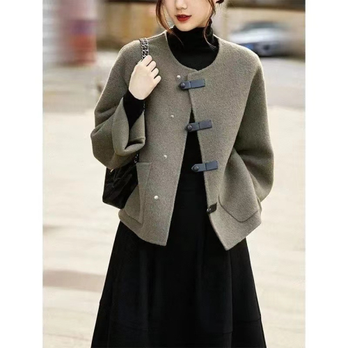 Light Elegant Series Loose Temperament Slim Short Coat Jacket 2023 Women's Autumn and Winter New Solid Color Woolen Jacket