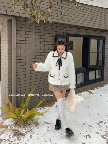 Actual shot of Winter Love Song, socialite Xiaoxiangfeng environmentally friendly faux fur cardigan design and versatile jacket