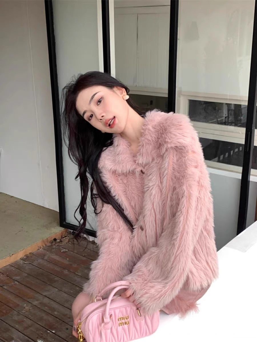 絨絨軟糯針織短外套女冬季名媛氣質高級感寬鬆大翻領上衣