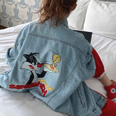 寬鬆刺繡重工復古牛仔外套