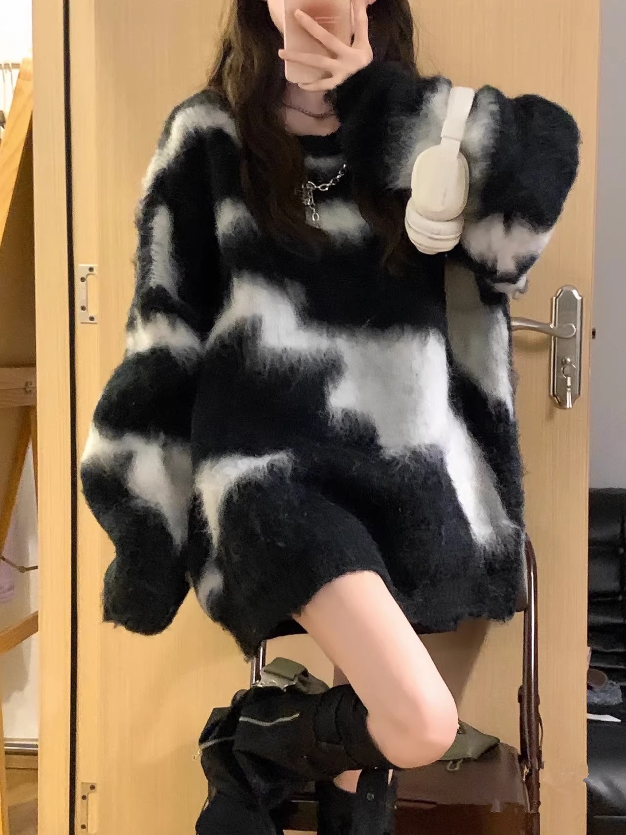 軟軟糯糯的毛衣女秋冬設計感復古慵懶風條紋高級感加厚外穿針織衫