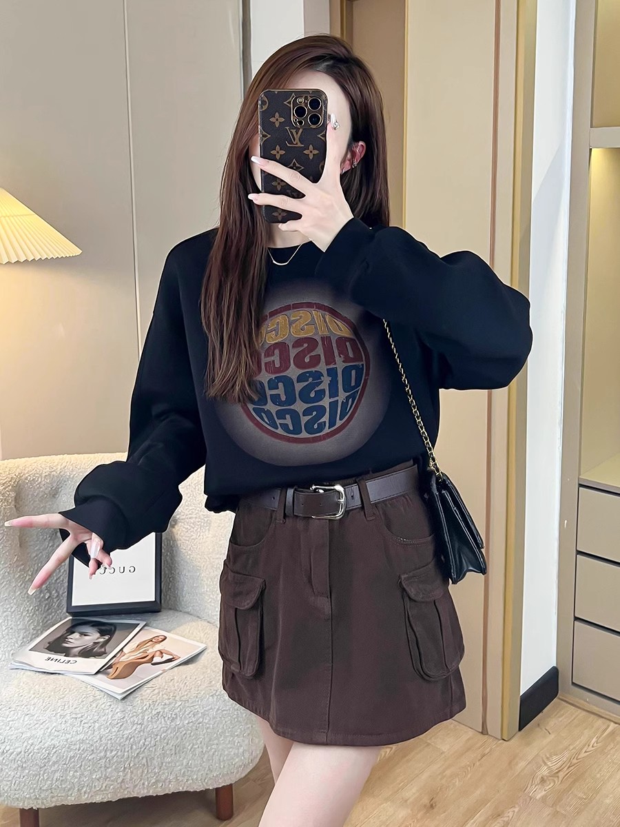 秋季加絨加厚圓領衛衣女小個子秋冬2023新款漂亮時尚洋氣上衣