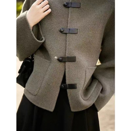 Light Elegant Series Loose Temperament Slim Short Coat Jacket 2023 Women's Autumn and Winter New Solid Color Woolen Jacket