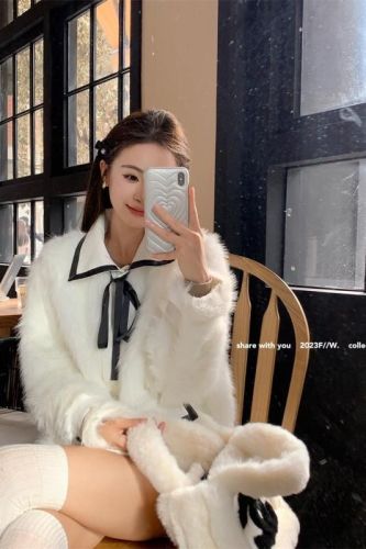 Actual shot of Winter Love Song, socialite Xiaoxiangfeng environmentally friendly faux fur cardigan design and versatile jacket