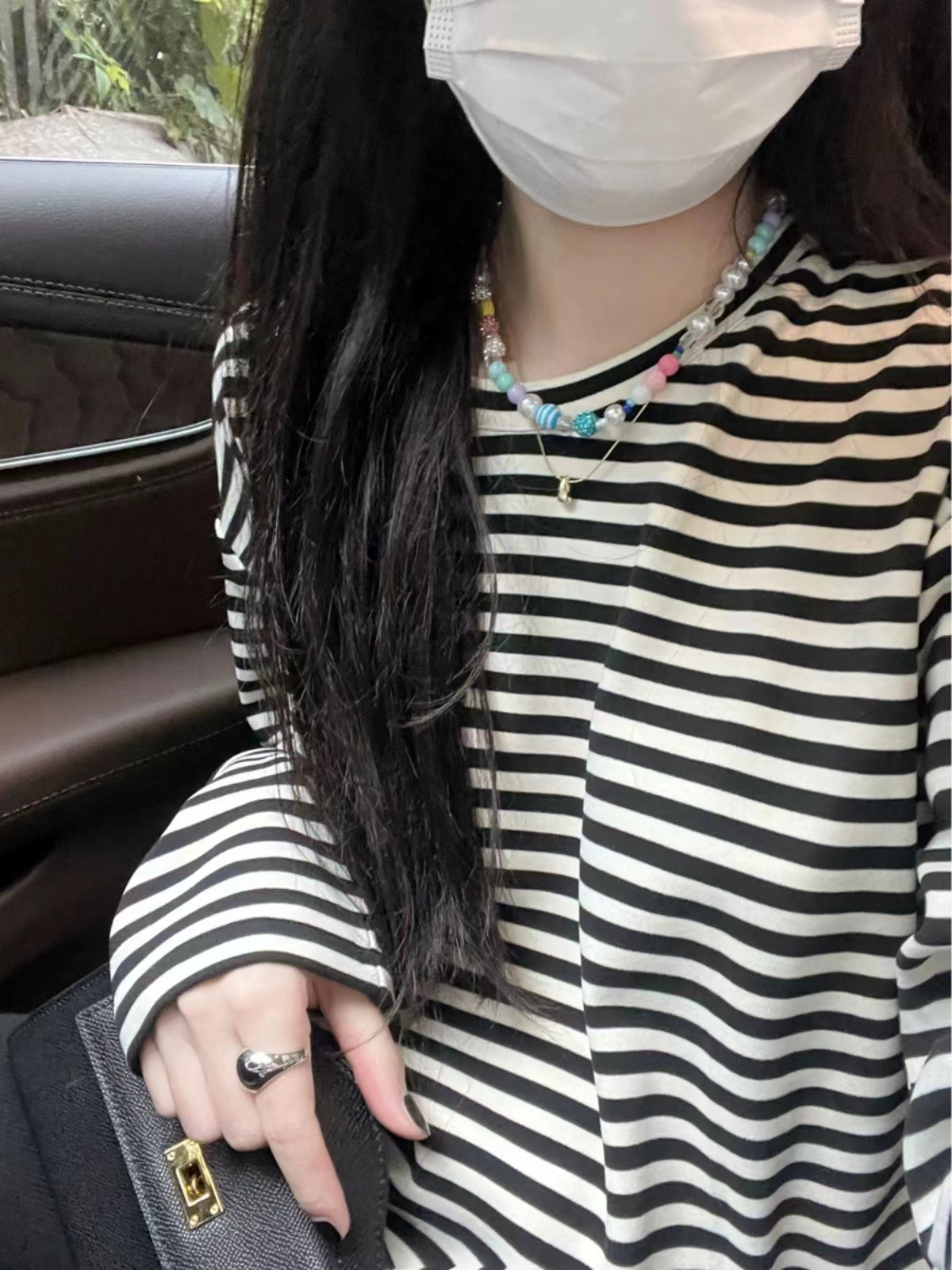 南極絨290克冬日打底衫條紋T恤女長袖圓領上衣百搭