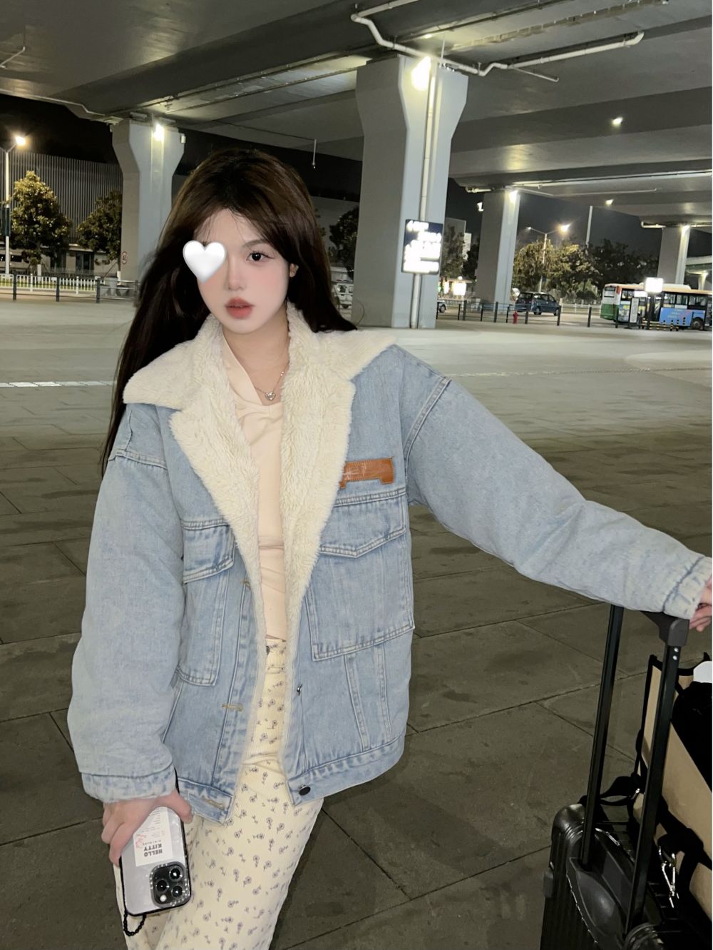 實拍三標齊寬鬆慵懶加絨保暖牛仔外套女上衣