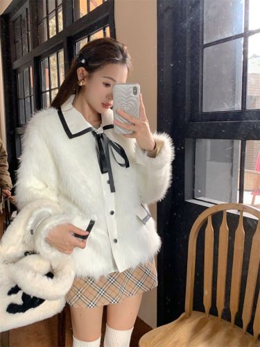 Actual shot of Winter Love Song, socialite Xiaoxiangfeng environmentally friendly faux fur cardigan design and versatile jacket