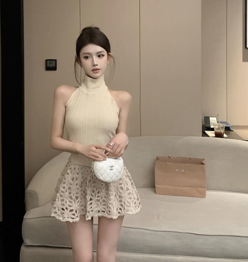 實拍 性感針織套裝女辣妹兩件套小個子上衣氣質純欲裙子