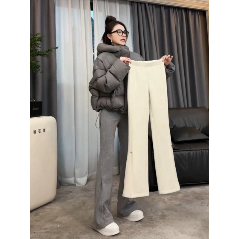 超模褲加絨加厚高腰顯瘦微喇褲女秋冬休閒拖地長褲子打底褲