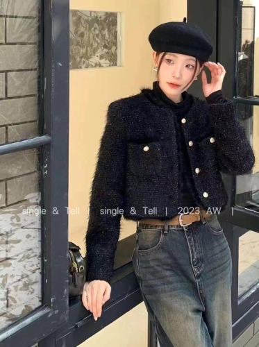 Single Xiaoxiang style woolen coat for women in autumn and winter new Korean style elegant lady high-end short thickened top