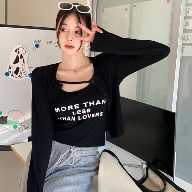 四色 早秋季新款俏皮活潑穿搭少女感兩件套胖mm甜酷遮肉顯瘦套裝