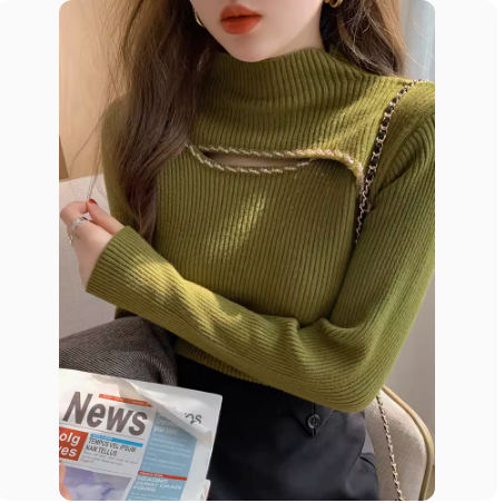 Half turtleneck knitted bottoming shirt for women 2023 new autumn style inner sweater autumn and winter slimming western style high-end top