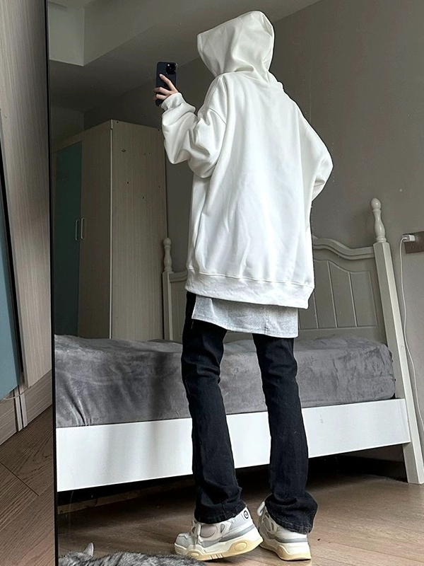 奶尤大大 美式街頭設計感字母印花連帽衛衣男女寬鬆休閒情侶秋季