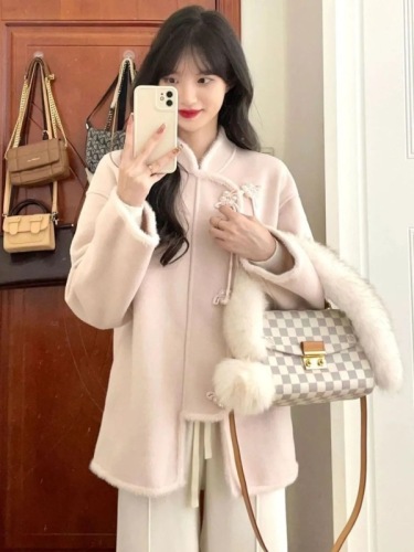 New Chinese style  autumn and winter new temperament socialite high-end small fragrance style woolen jacket