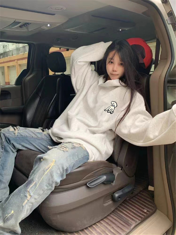 重磅純棉銀狐絨秋冬加絨加厚灰色衛衣女2023新款連帽美式寬鬆