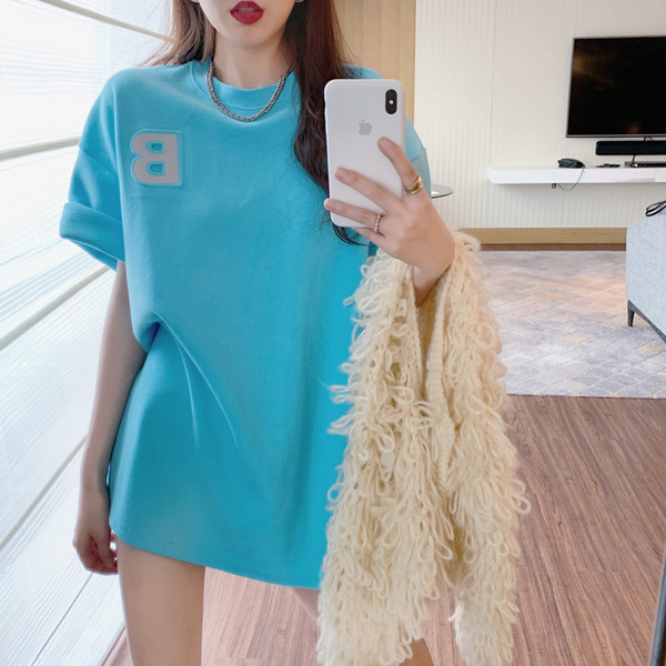 新款韓版寬鬆短袖T恤女3D立體凹凸反光印花女裝上衣