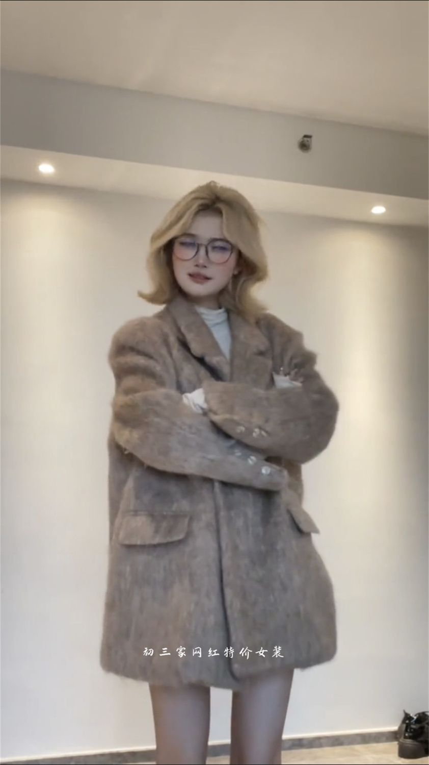 Quality 550g Korean style autumn and winter fashion retro thickened small suit jacket for women