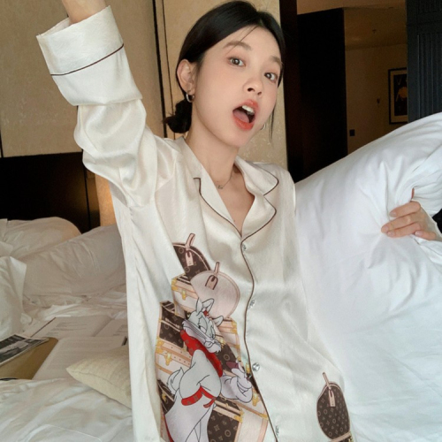 小众设计睡衣女2024年韩版新款长袖卡通可外穿开衫宽松时尚家居服