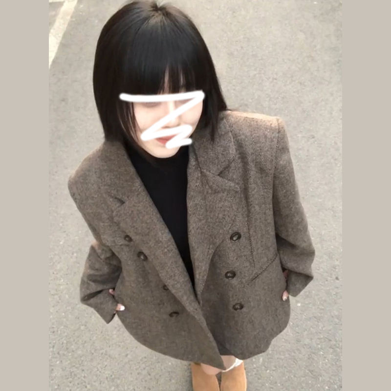 High-end suit woolen coat for women autumn and winter 2023 new thickened cotton mid-length small woolen coat