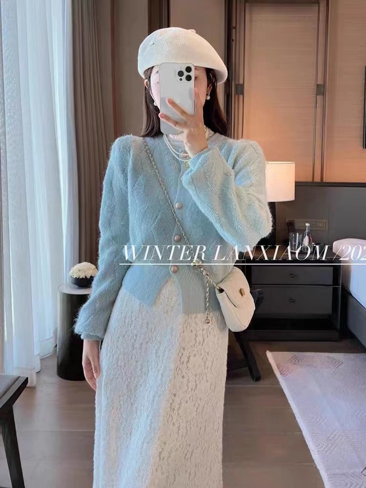 歐貨小香風氣質單排扣圓領開衫毛衣女秋冬軟糯洋氣減齡針織上衣潮