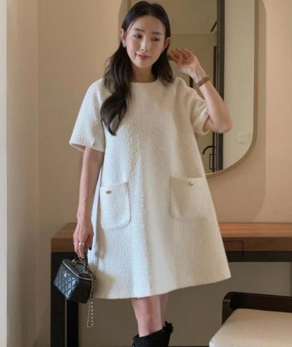 INS Korea Dongdaemun!  Age-reducing girly ladylike temperament, gentle and versatile baby doll skirt tweed skirt